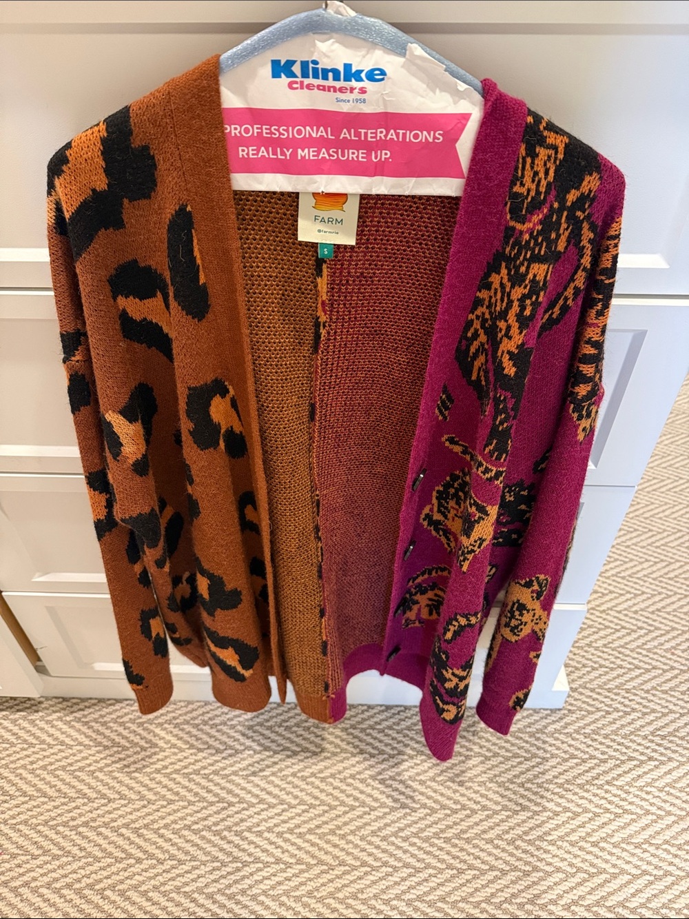 FARM Rio Brown & Pink Leopard Open Cardigan